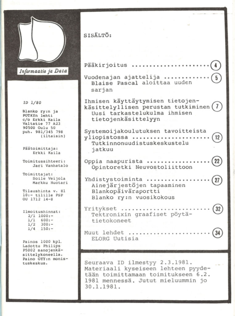 Informaatio ja Data -lehti